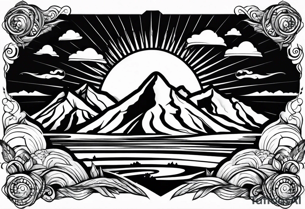 Mountain sun tattoo idea