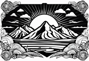 Mountain sun tattoo idea