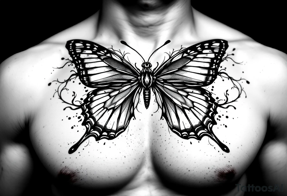 A bow tie and a butterfly tattoo idea