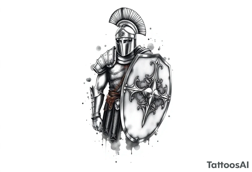 Armored Roman Soldier with shield tattoo idea