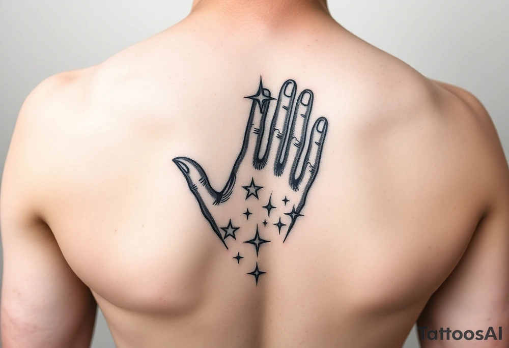 Hand tattoo stars and dots tattoo idea