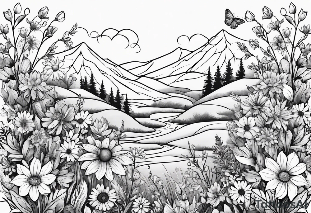 Wildflowers, smaller, vertical , half sleeve tattoo idea Wildflowers, smaller, vertical , half sleeve tattoo idea