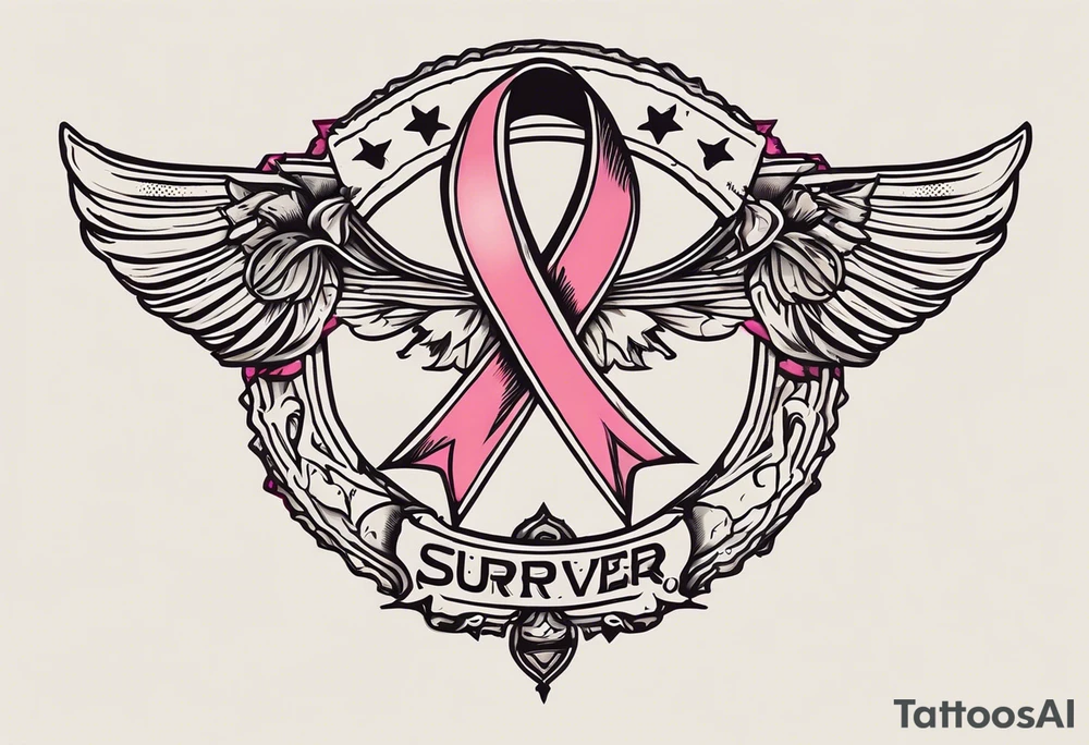 breast cancer ribbon survivor old west tattoo idea