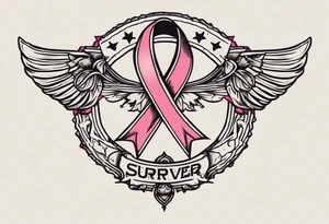 breast cancer ribbon survivor old west tattoo idea