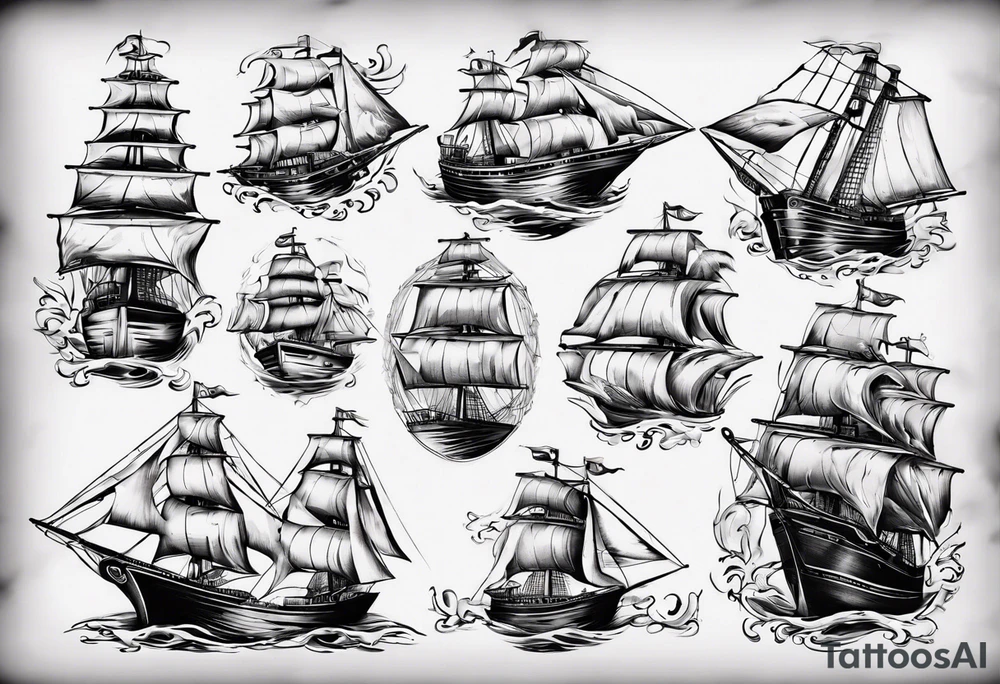 Ship on the water tattoo idea