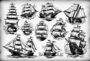 Ship on the water tattoo idea