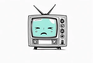 retro television set character with a sad crying face tattoo idea