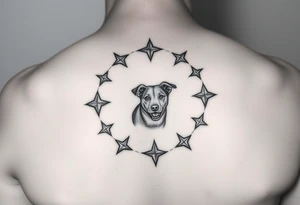 I would like a tattoo that represents our 2nd life following an accident. My husband, Elex, my son Evan, our nephews Sixtine and Diego and Cookie my dog. Like stars forming the circle of life tattoo idea