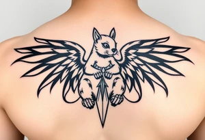 Angel squirrel with a silver necklace tattoo idea