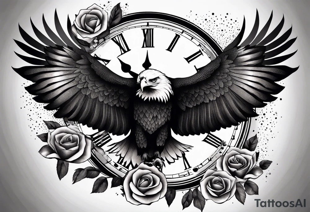 eagle, rose, clock , love tattoo idea