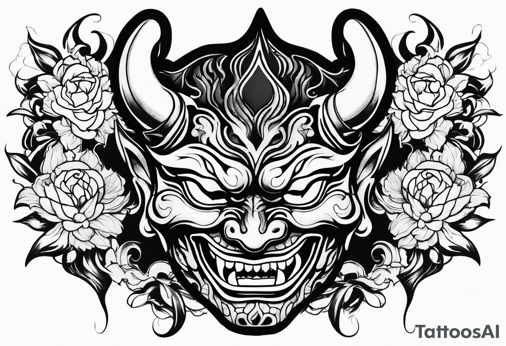 hannya with gueixa and smoke tattoo idea