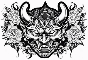 hannya with gueixa and smoke tattoo idea