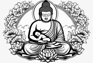 Buddha carrying Buddha baby tattoo idea
