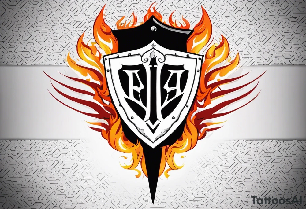Valhalla on  fire shield sword tattoo idea