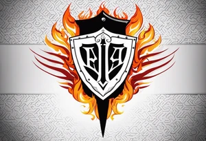 Valhalla on  fire shield sword tattoo idea
