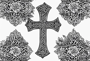 Celtic cross overgrown with ivy tattoo idea