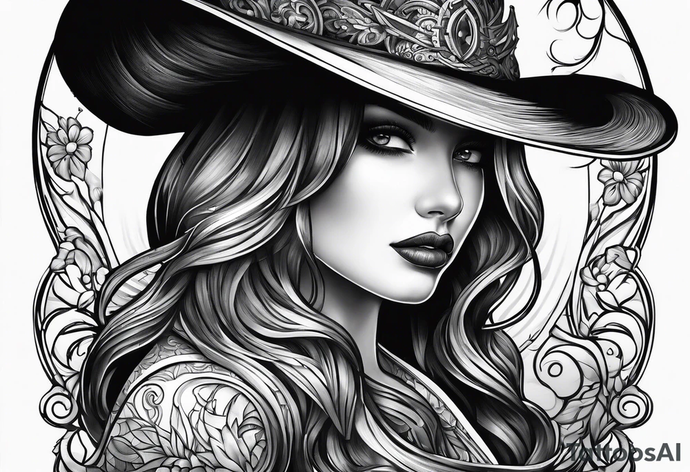 Shadow cloak protecting beautiful dagger tattoo idea
