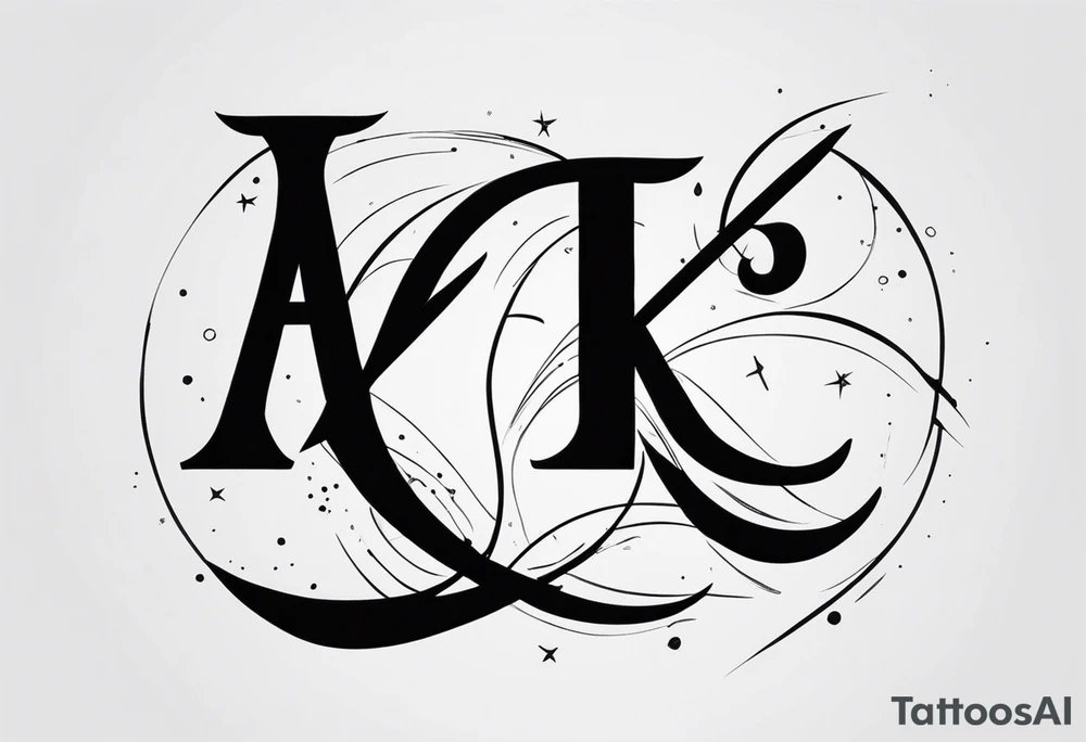 Generate small and minimalistic tattoo that includes the letters: A, K, E, O tattoo idea