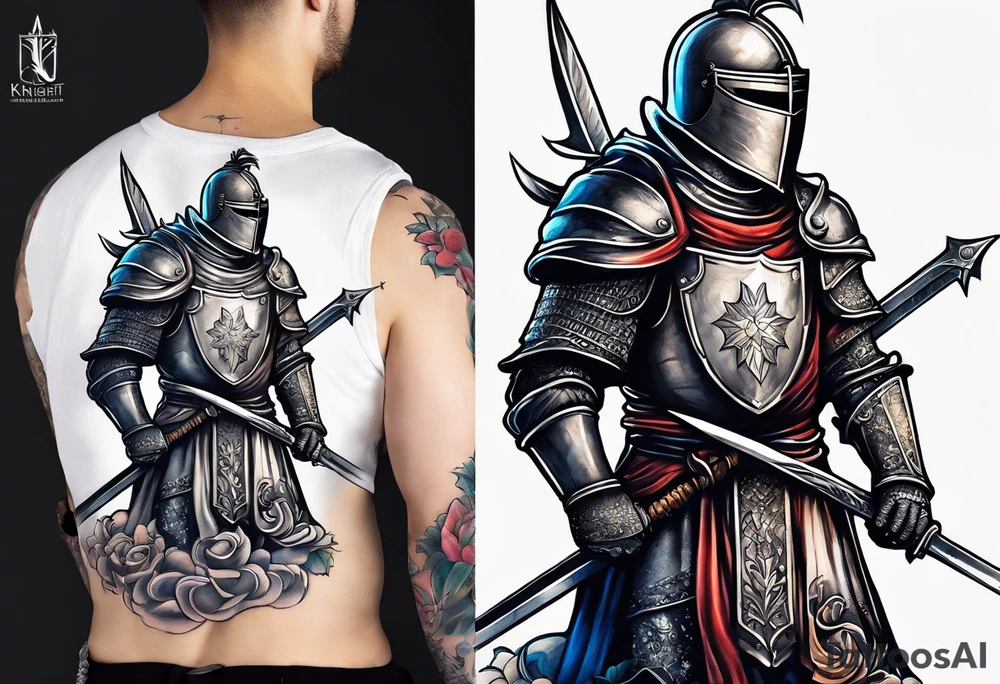 a knight pulling a sword out the bible tattoo idea
