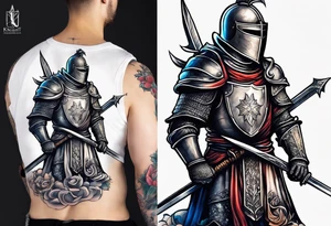 a knight pulling a sword out the bible tattoo idea