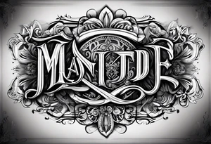 I want to design a tattoo that has the letters A, J, D, E mixed together like a design in harmony with old chaligraphy. I don't want additional images but just the letters tattoo idea