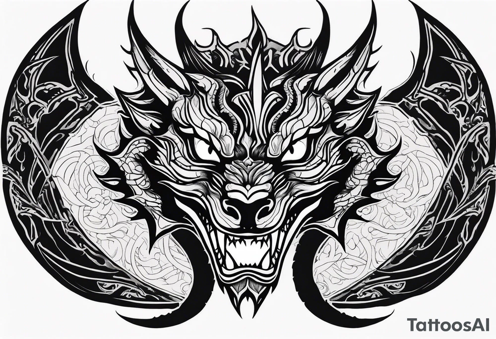 Dragon head facing front tattoo idea