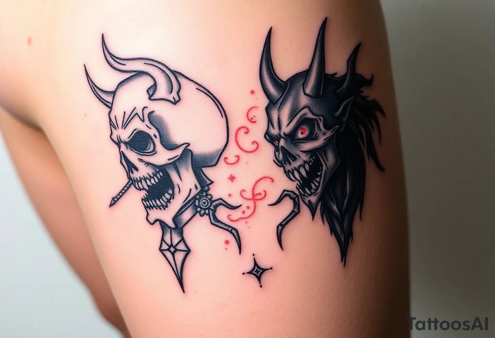 Something representing madness amd genius, good and evil, light and dark tattoo idea