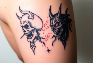 Something representing madness amd genius, good and evil, light and dark tattoo idea