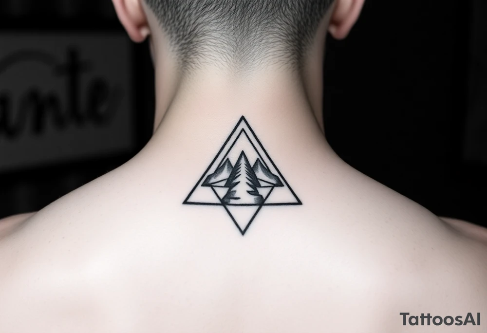 Geometric small triangle about different paths in life merge together and become stronger together while being psychedelic tattoo idea