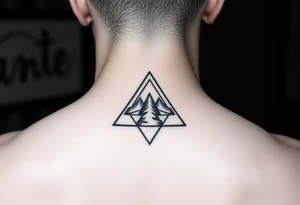Geometric small triangle about different paths in life merge together and become stronger together while being psychedelic tattoo idea