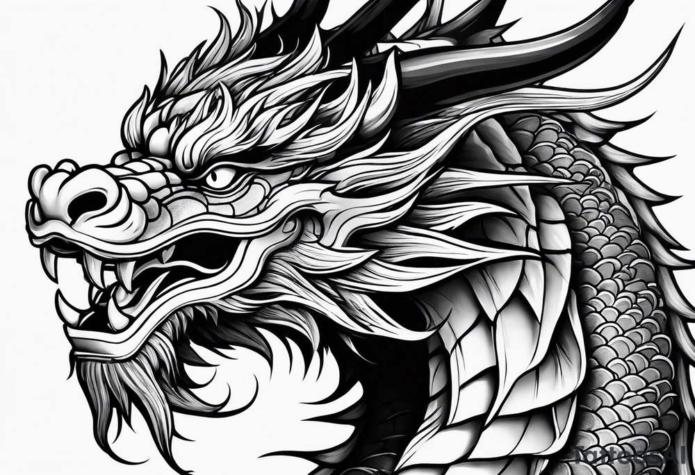 right side profile of a chinese dragon face tattoo idea