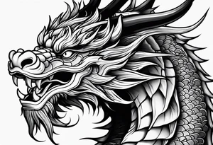 right side profile of a chinese dragon face tattoo idea