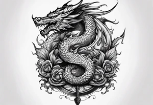show me a tattoo design where there is a sword and a dragon wrapped around it tattoo idea