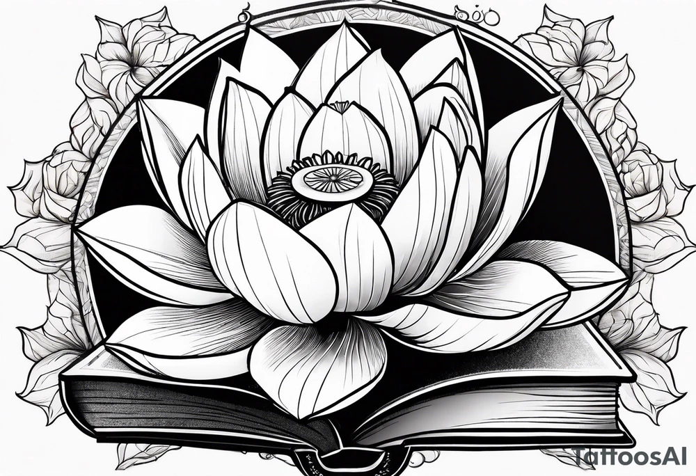 Lotus flower stack of books tattoo idea