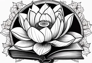 Lotus flower stack of books tattoo idea