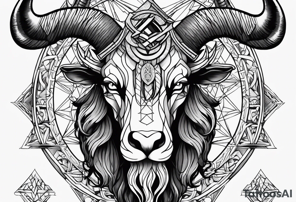 Headshot of baphomet tattoo idea