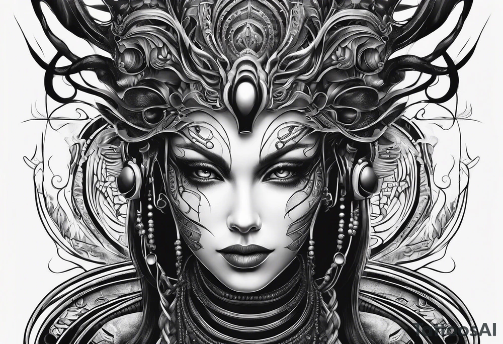 A minimalistic mascot in the style of Giger tattoo idea