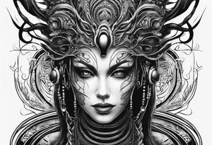 A minimalistic mascot in the style of Giger tattoo idea
