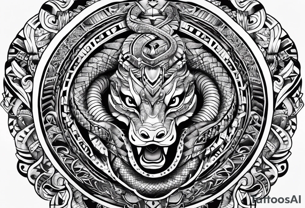 aztec kukulkan snake sleeve tattoo idea