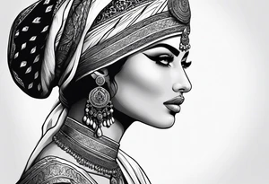 middle eastern
 woman tattoo idea