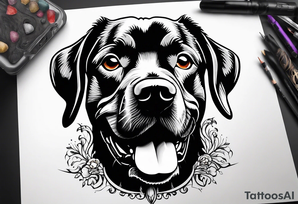 Koolie dog face portrait tattoo idea