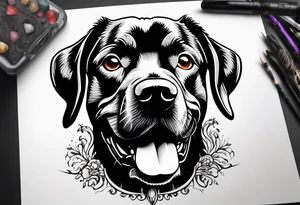 Koolie dog face portrait tattoo idea