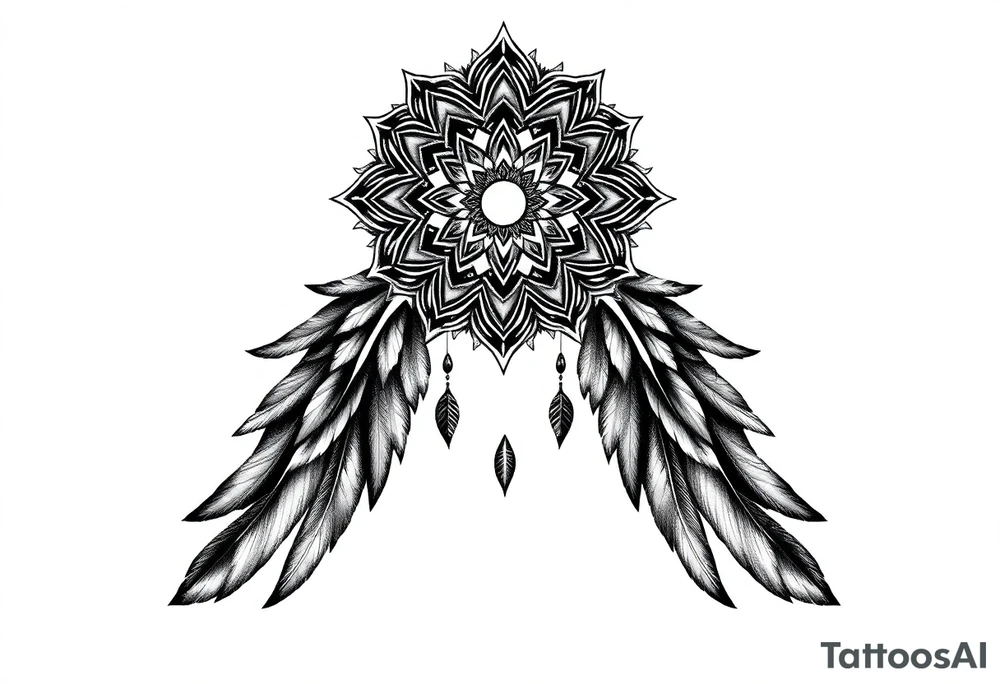 spiritual feathers ornamental mandala shaman tattoo idea