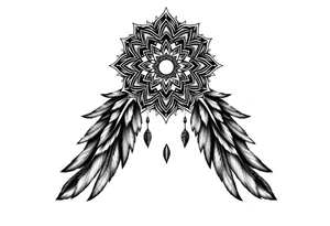 spiritual feathers ornamental mandala shaman tattoo idea