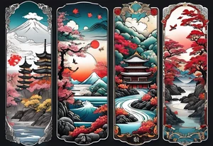 Japanese motives tattoo looking like a scenery tattoo idea