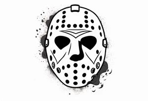 Friday the 13th Jason mask tattoo with smoke tattoo idea
