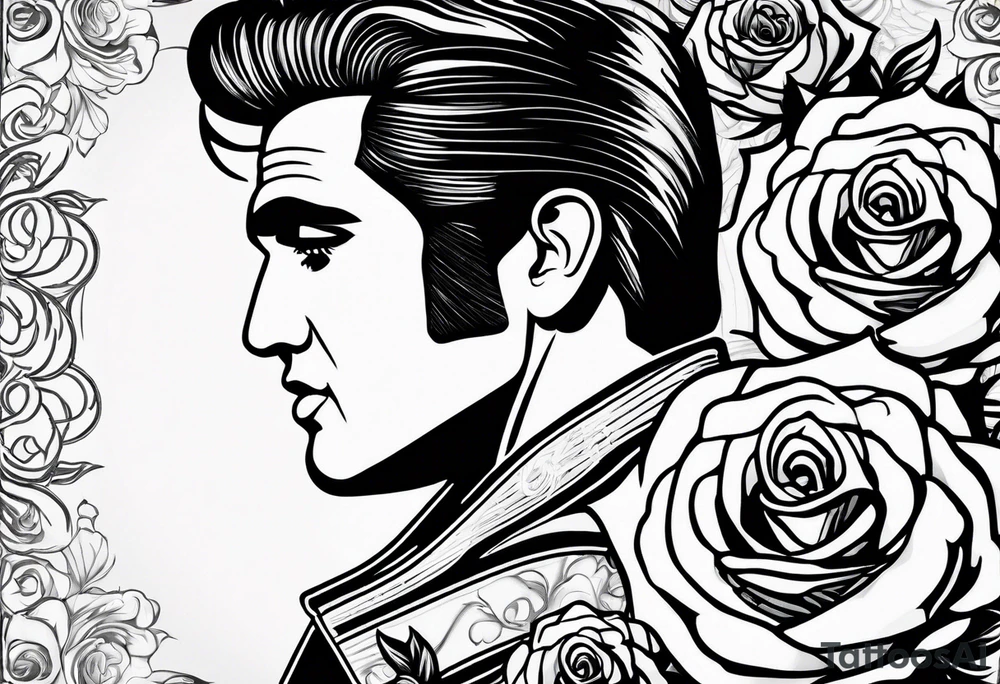 Roses and Elvis Presley tattoo idea