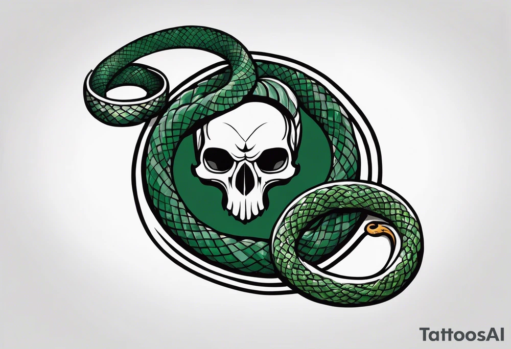 Fire, Slytherin amulet, skull, symbol of the Death Eaters: Nagini snake. tattoo idea