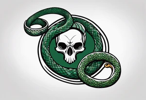 Fire, Slytherin amulet, skull, symbol of the Death Eaters: Nagini snake. tattoo idea