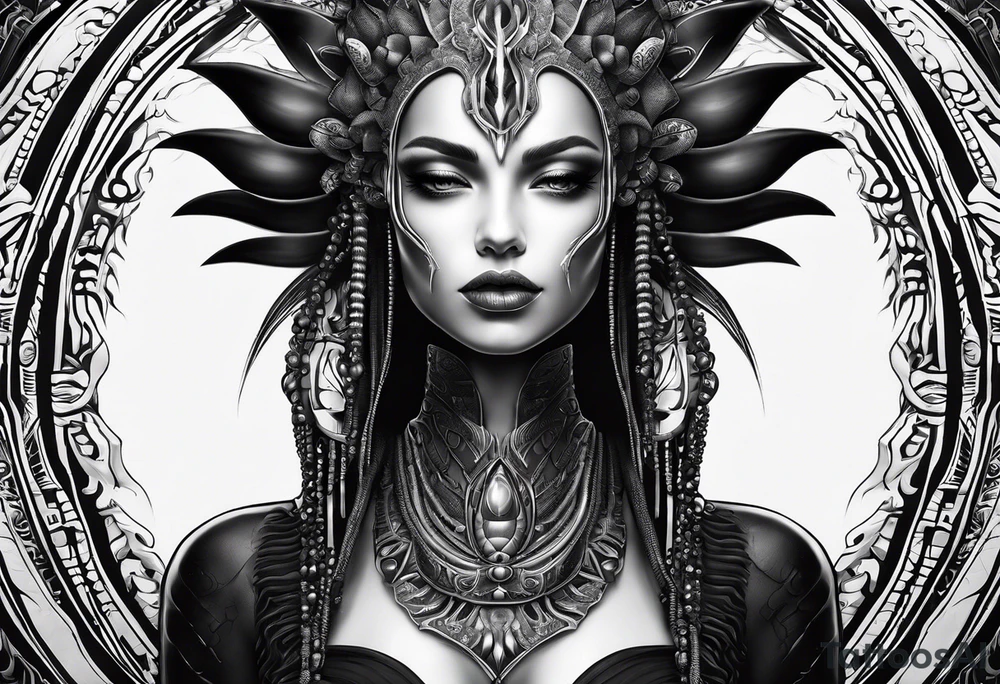 A minimalistic mascot in the style of Giger tattoo idea